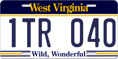 WV license plate 1TR040