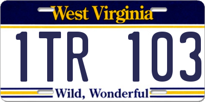 WV license plate 1TR103