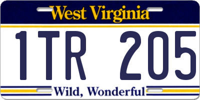 WV license plate 1TR205