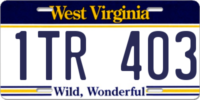 WV license plate 1TR403