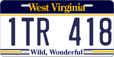 WV license plate 1TR418