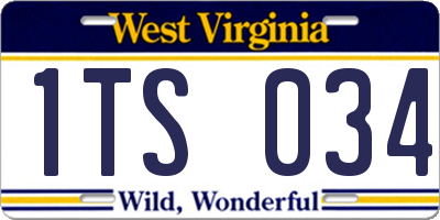 WV license plate 1TS034