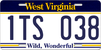 WV license plate 1TS038