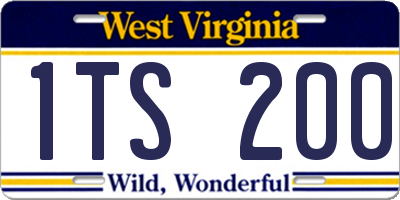 WV license plate 1TS200