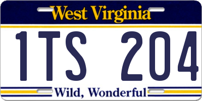 WV license plate 1TS204