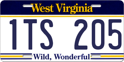 WV license plate 1TS205