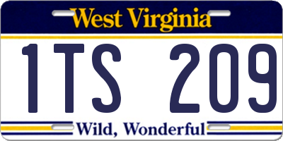 WV license plate 1TS209