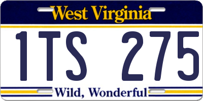 WV license plate 1TS275