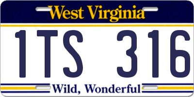 WV license plate 1TS316