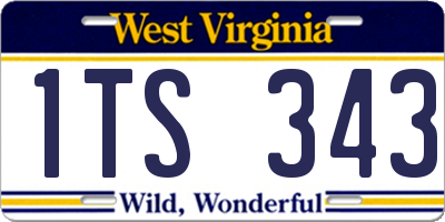 WV license plate 1TS343