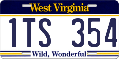 WV license plate 1TS354