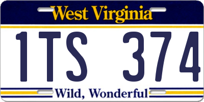 WV license plate 1TS374