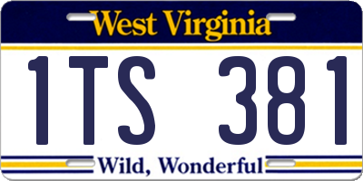 WV license plate 1TS381