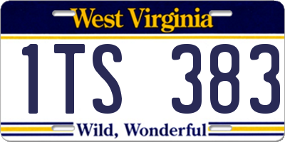 WV license plate 1TS383