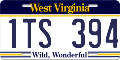 WV license plate 1TS394