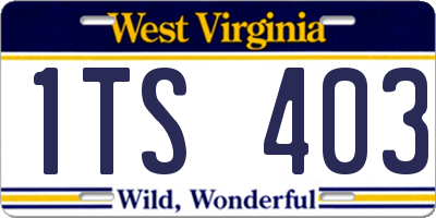 WV license plate 1TS403