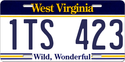 WV license plate 1TS423