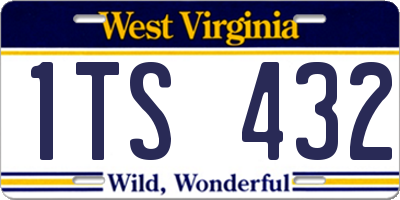 WV license plate 1TS432