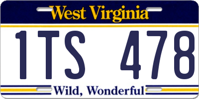 WV license plate 1TS478