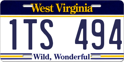 WV license plate 1TS494