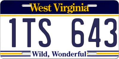 WV license plate 1TS643