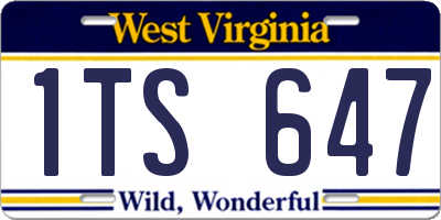WV license plate 1TS647