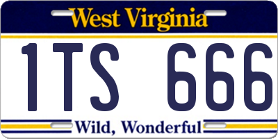 WV license plate 1TS666