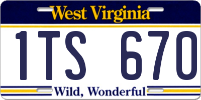 WV license plate 1TS670