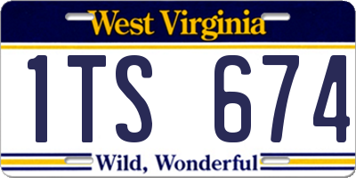 WV license plate 1TS674