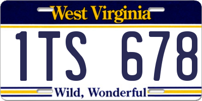 WV license plate 1TS678