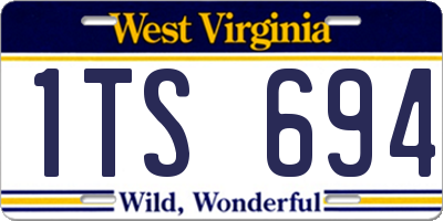 WV license plate 1TS694