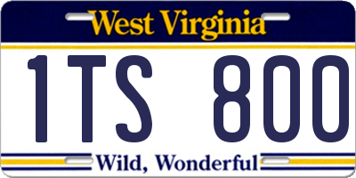 WV license plate 1TS800