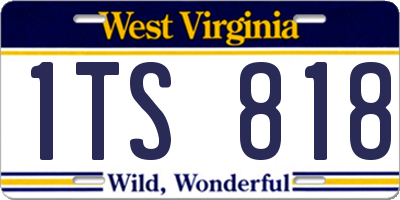 WV license plate 1TS818