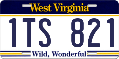 WV license plate 1TS821