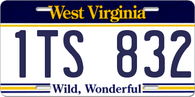 WV license plate 1TS832