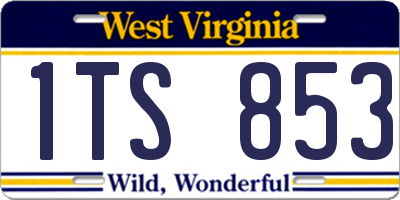 WV license plate 1TS853