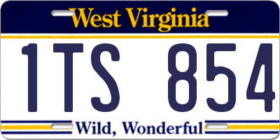 WV license plate 1TS854