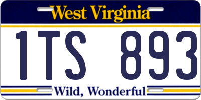 WV license plate 1TS893