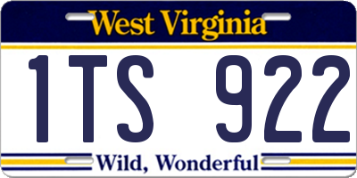 WV license plate 1TS922
