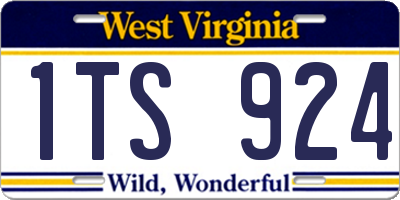 WV license plate 1TS924
