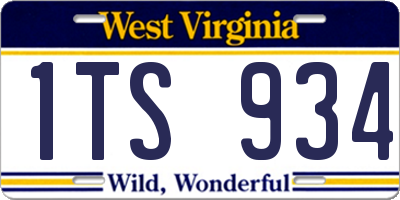 WV license plate 1TS934