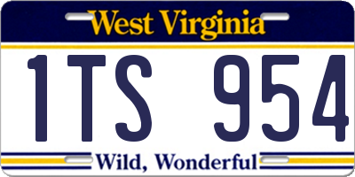 WV license plate 1TS954