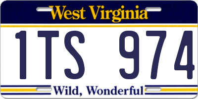 WV license plate 1TS974