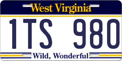 WV license plate 1TS980