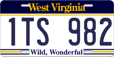 WV license plate 1TS982