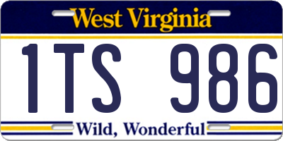 WV license plate 1TS986