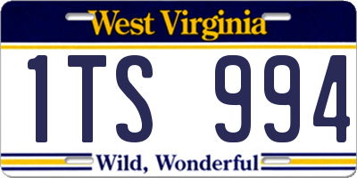WV license plate 1TS994