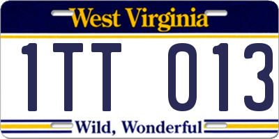 WV license plate 1TT013