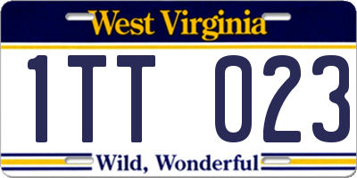 WV license plate 1TT023