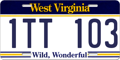 WV license plate 1TT103
